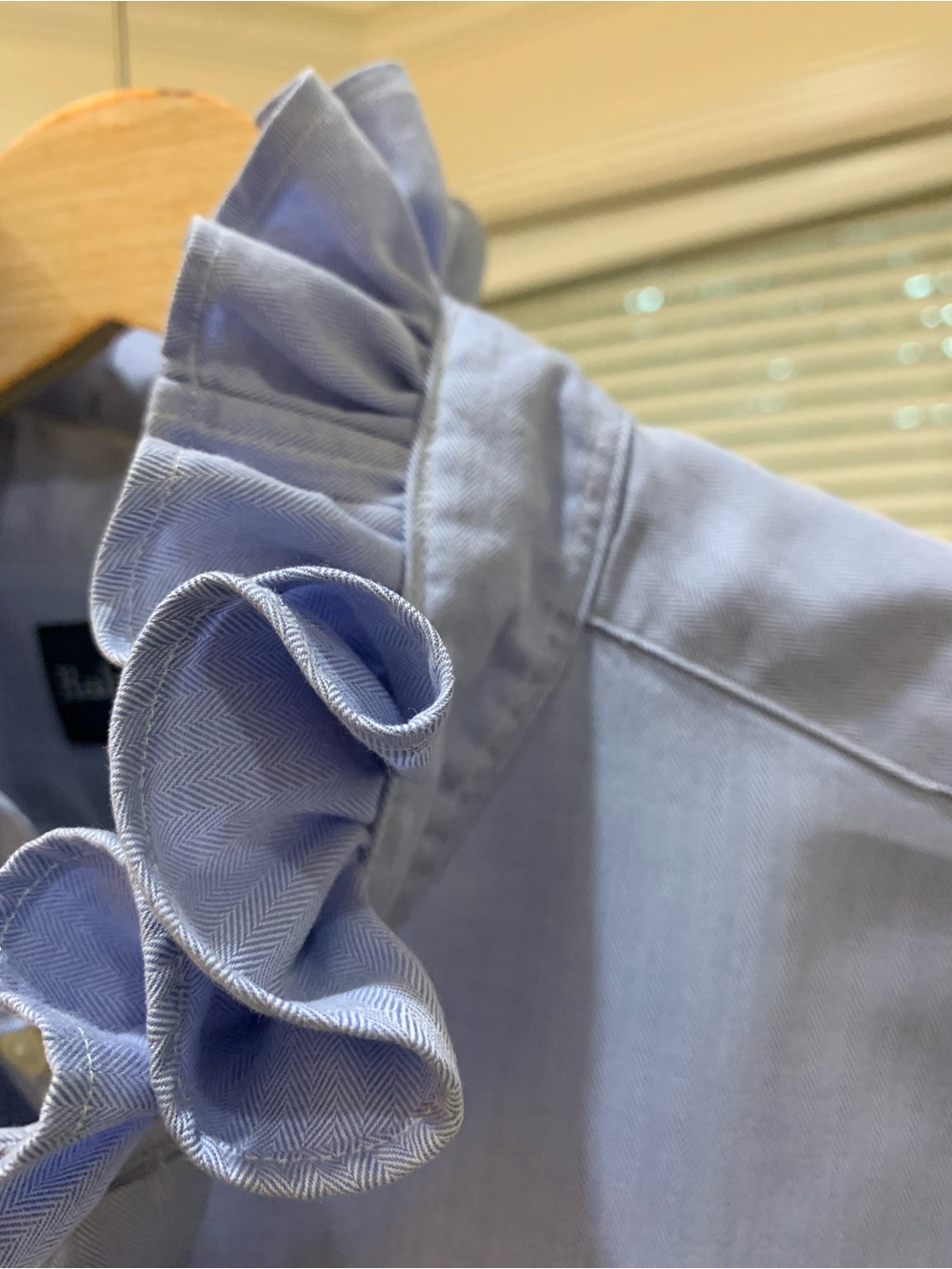 Ralph Lauren Light Blue Ruffle Trim Button-Down Shirt - Picture 6 of 6